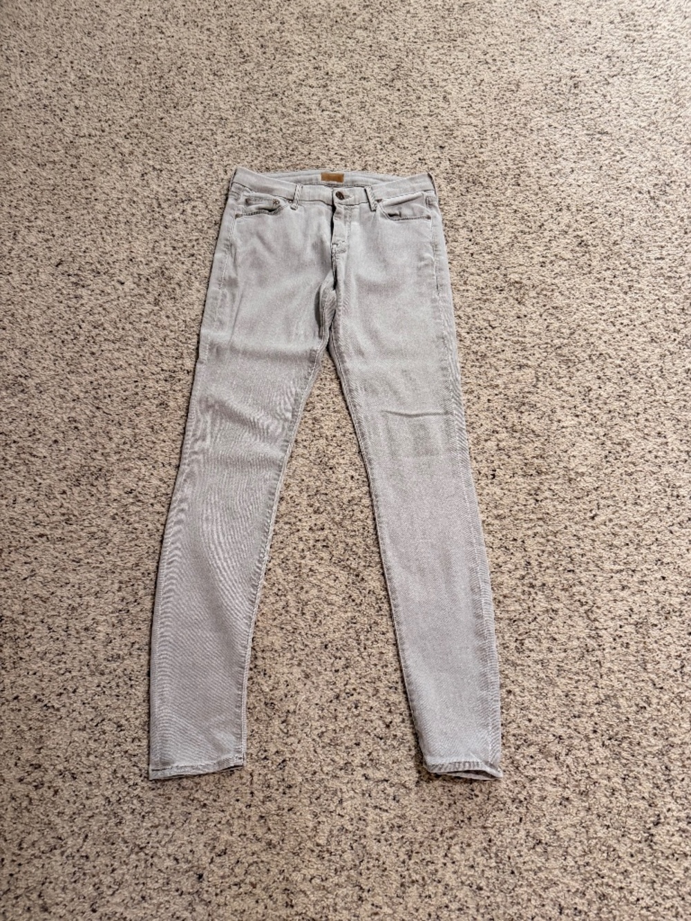 Mother Denim The Pop Looker Skinny Jeans in light grey denim